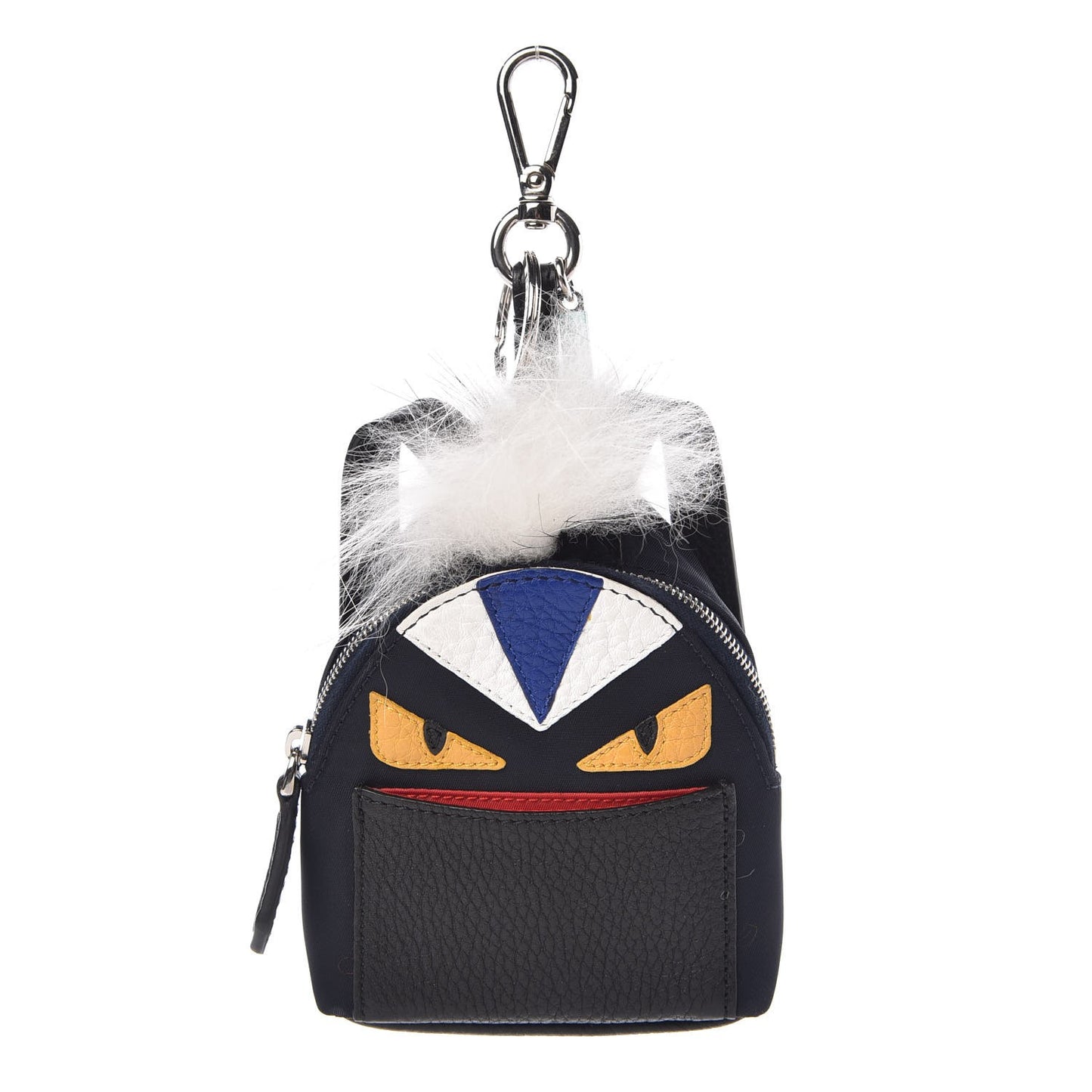 Nylon Cuoio Romano Nutria Fox Fur Monster Eyes Mini Backpack Charm Blue Black Multicolor
