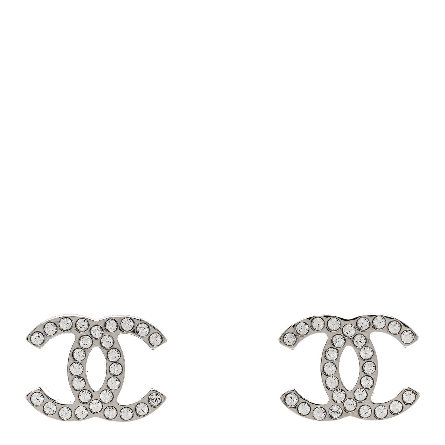 Chanel Crystal Mini Timeless CC Earrings Silver 1 of 5