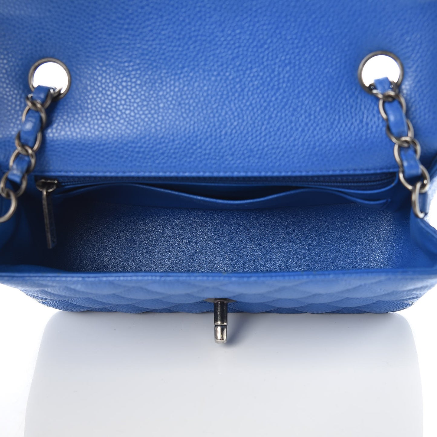 Caviar Quilted Mini Rectangular Flap Blue
