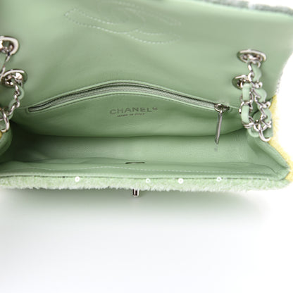 Chanel Sequin Mini Waterfall Flap Green Light Green Yellow 4 of 10