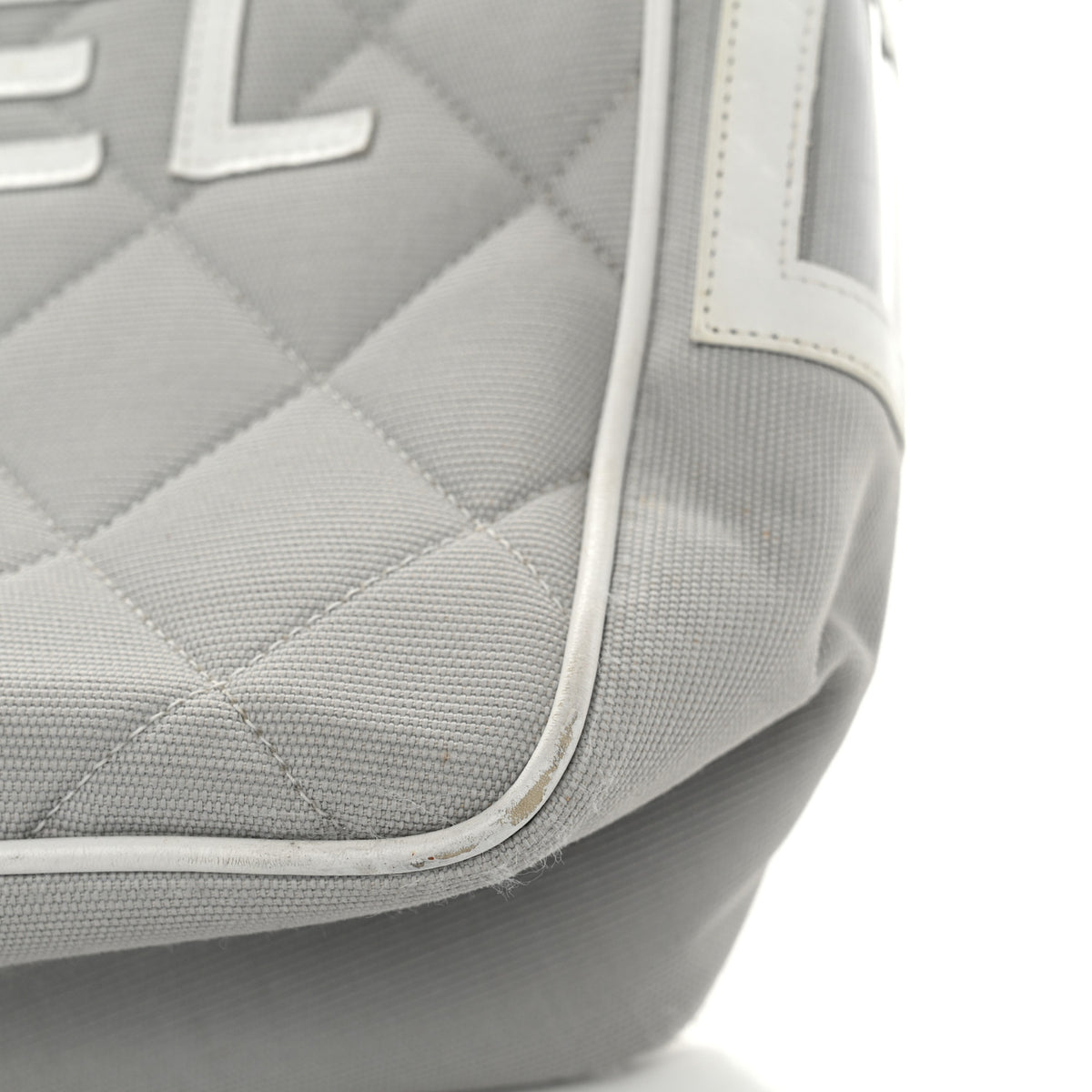Canvas Quilted Sport Shoulder Bag Grey White