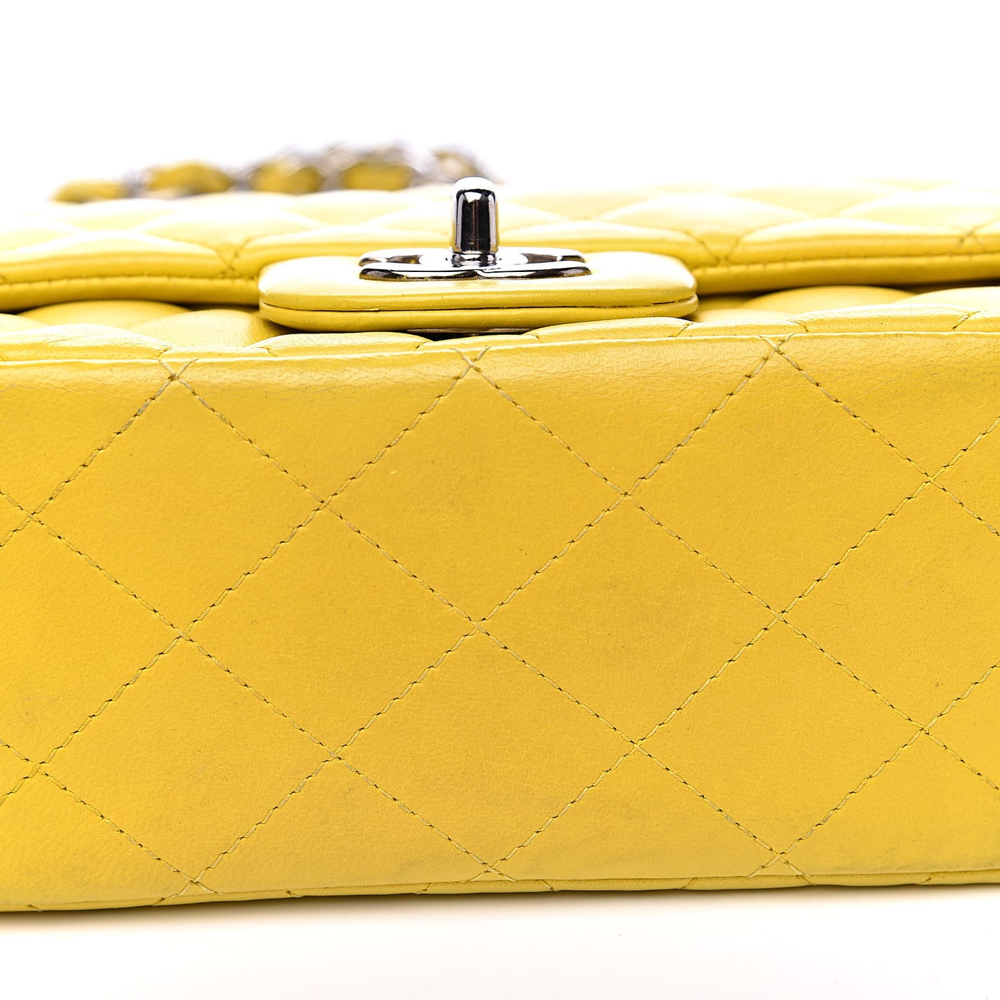 Lambskin Quilted Mini Square Flap Yellow