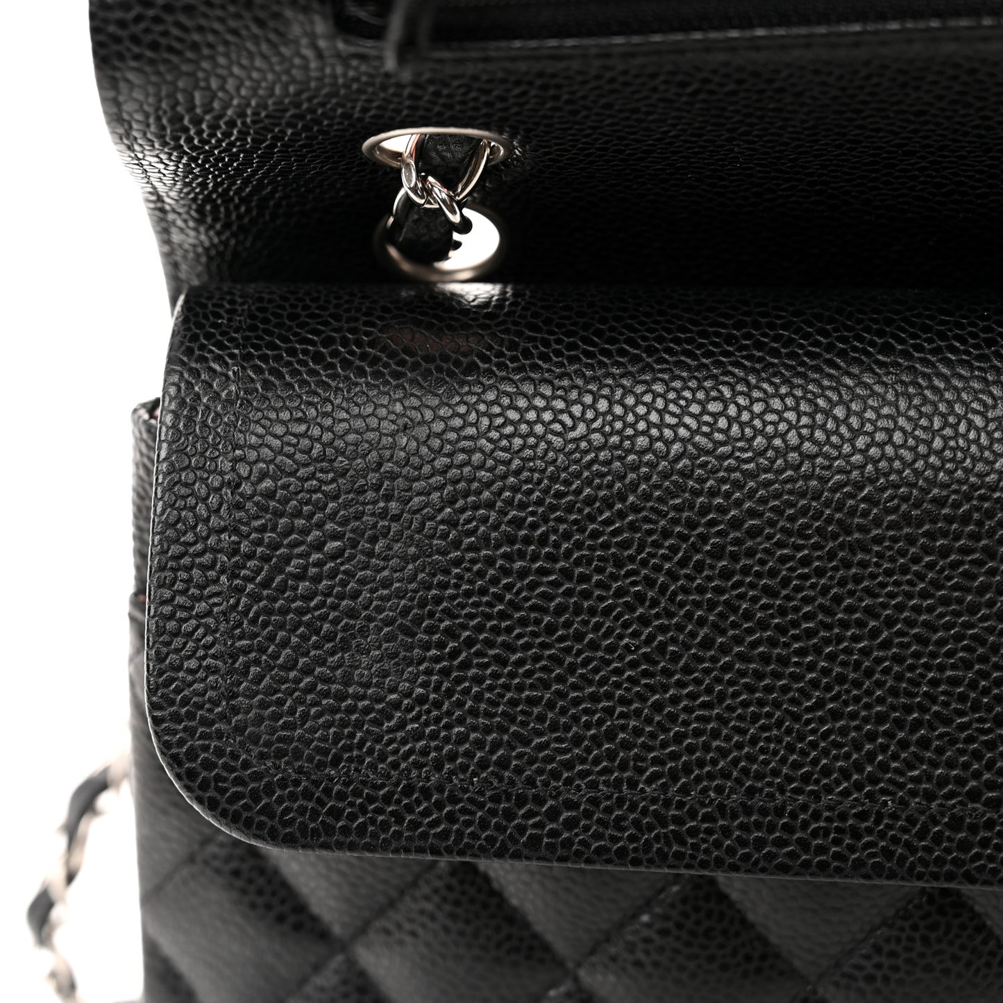 Caviar Quilted Medium Double Flap Black