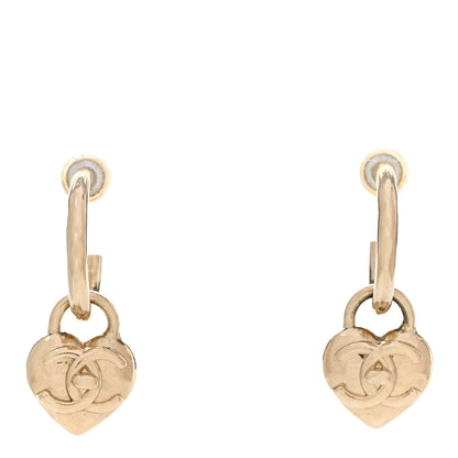 Chanel Metal CC Heart Turnlock Drop Earrings Gold 1 of 5
