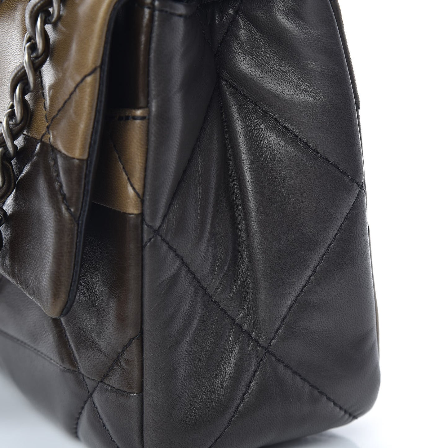 Lambskin Quilted Patchwork Boy Flap Brown
