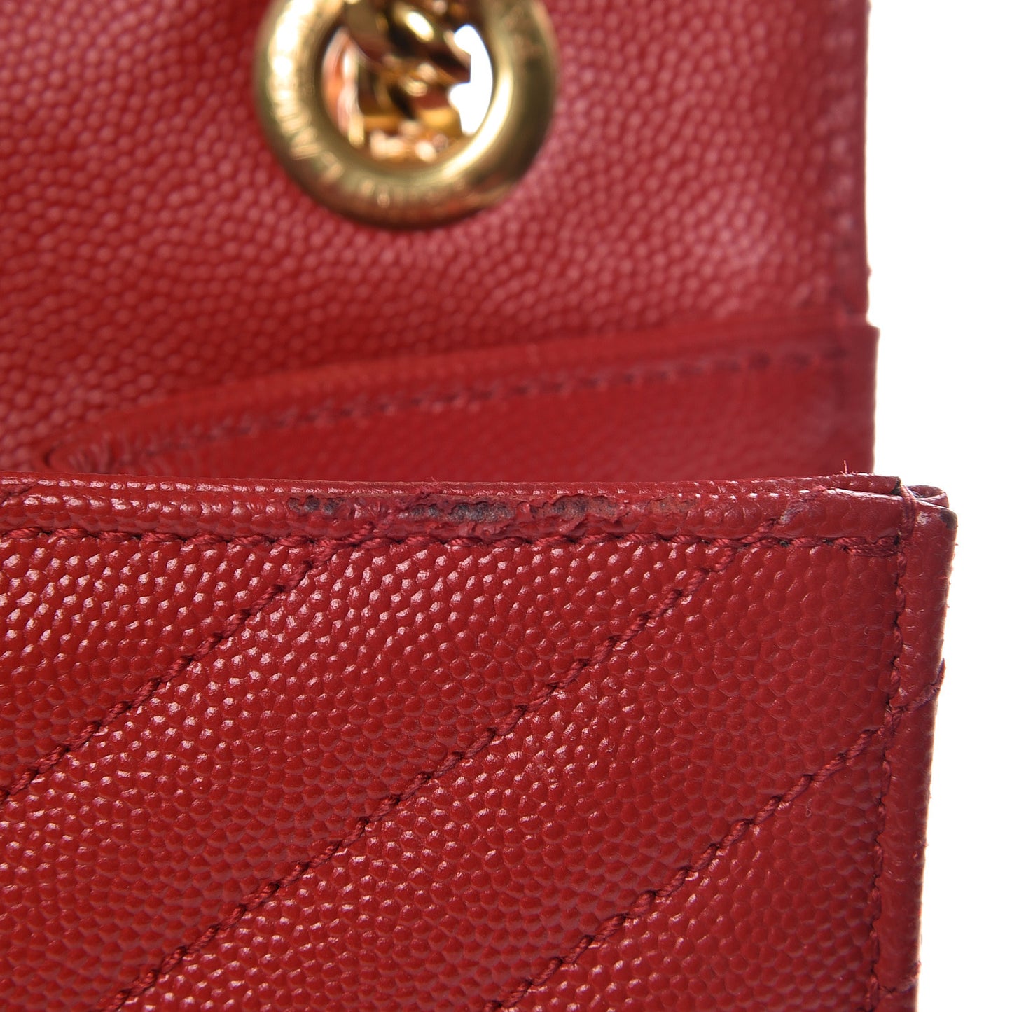 Grain De Poudre Matelasse Chevron Large Monogram Satchel Lipstick Red