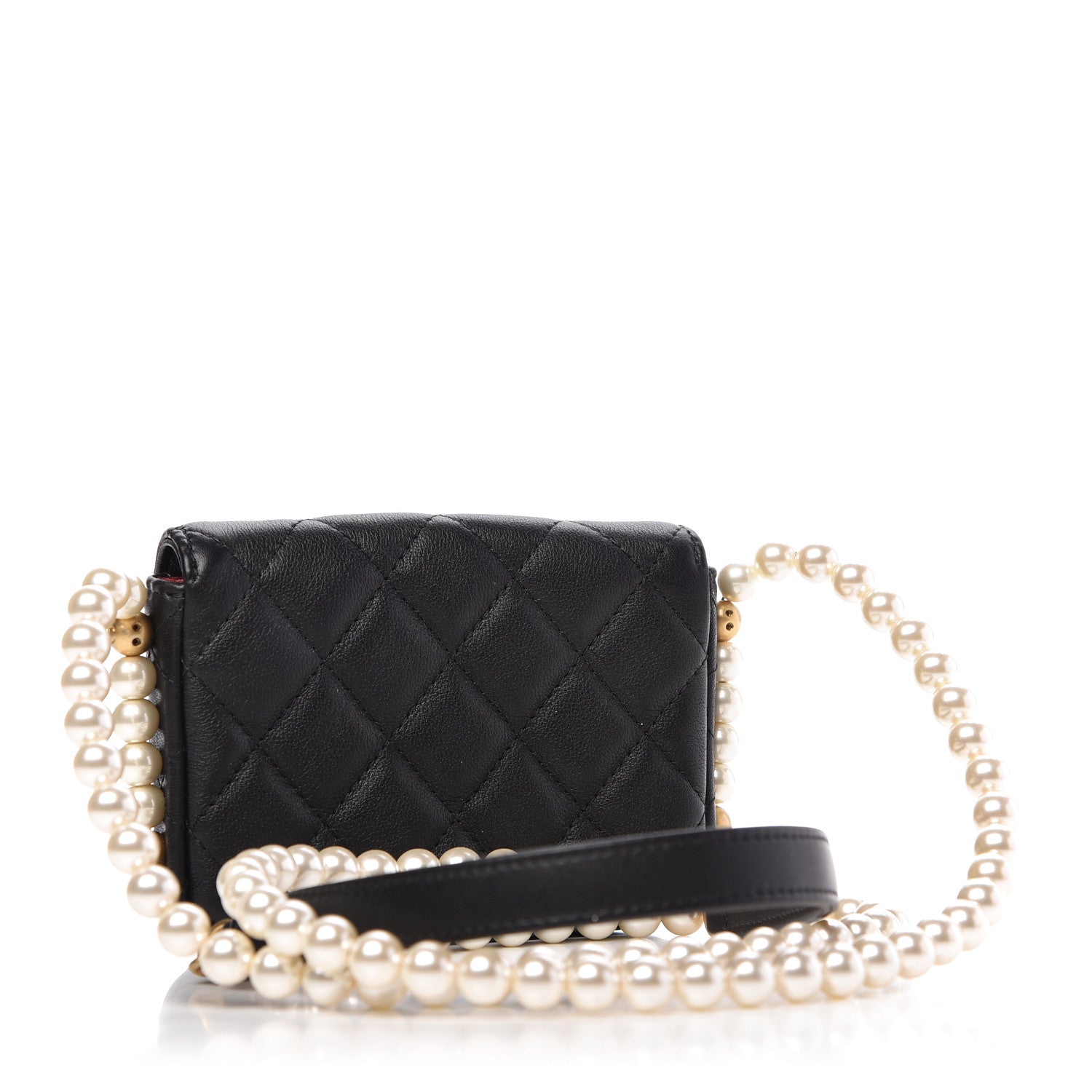 Chanel Calfskin Quilted About Pearls Card Holder Flap With Chain Black 3 of 11