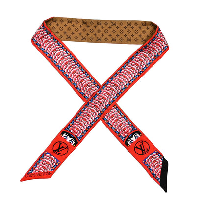 Louis Vuitton Silk Monogram Kabuki Stickers BB Bandeau Rouge 1 of 3