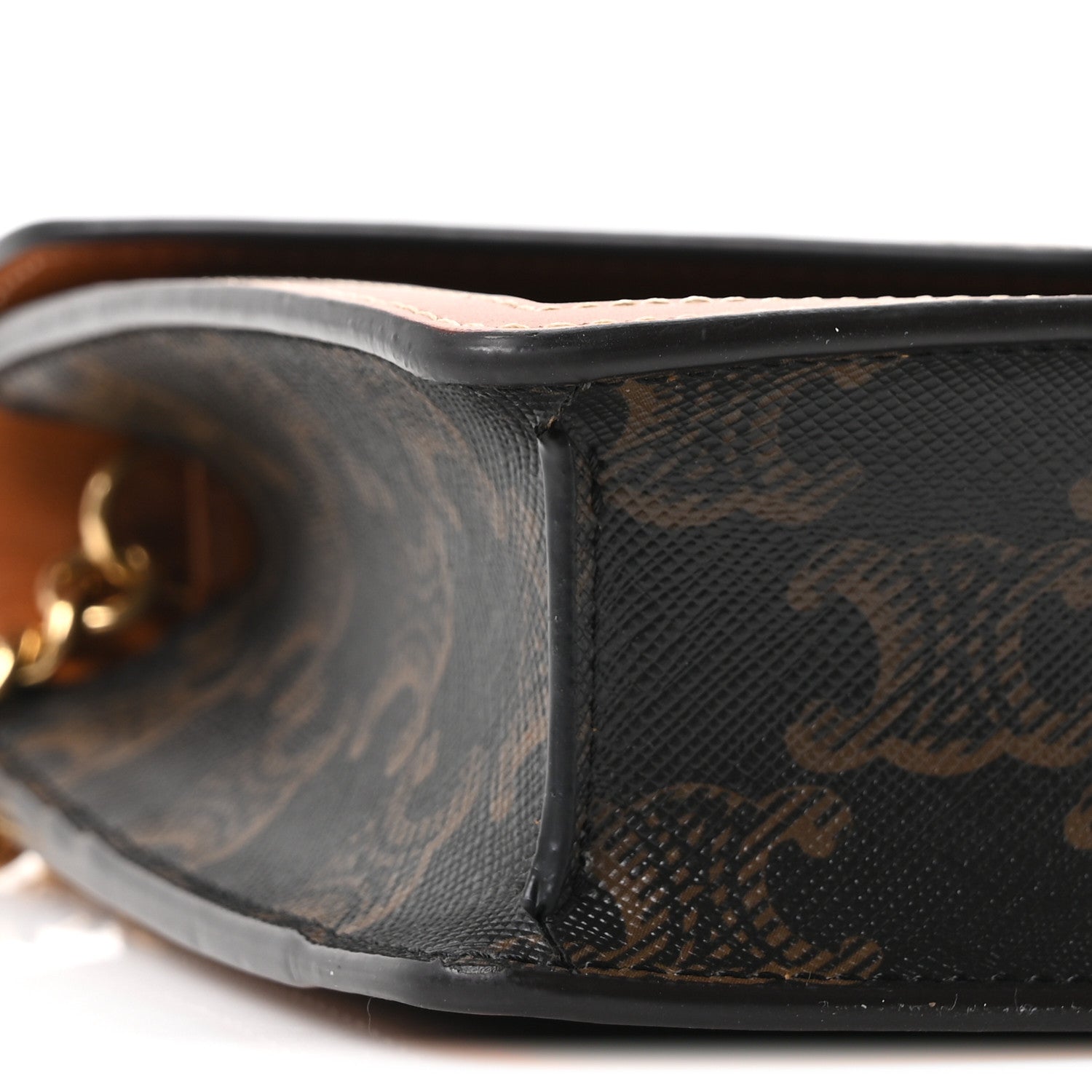 Celine Triomphe Canvas Calfskin Margo Wallet on Chain Tan 9 of 10