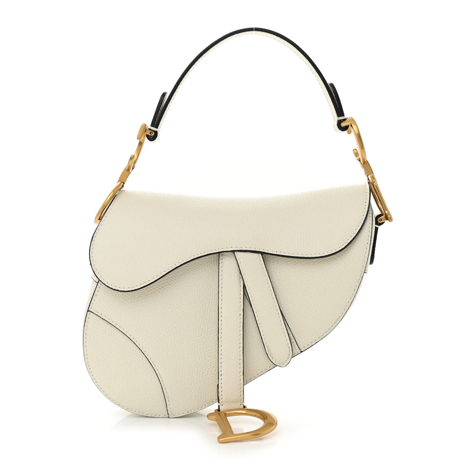 Christian Dior Grained Calfskin Mini Saddle Bag White 1 of 11