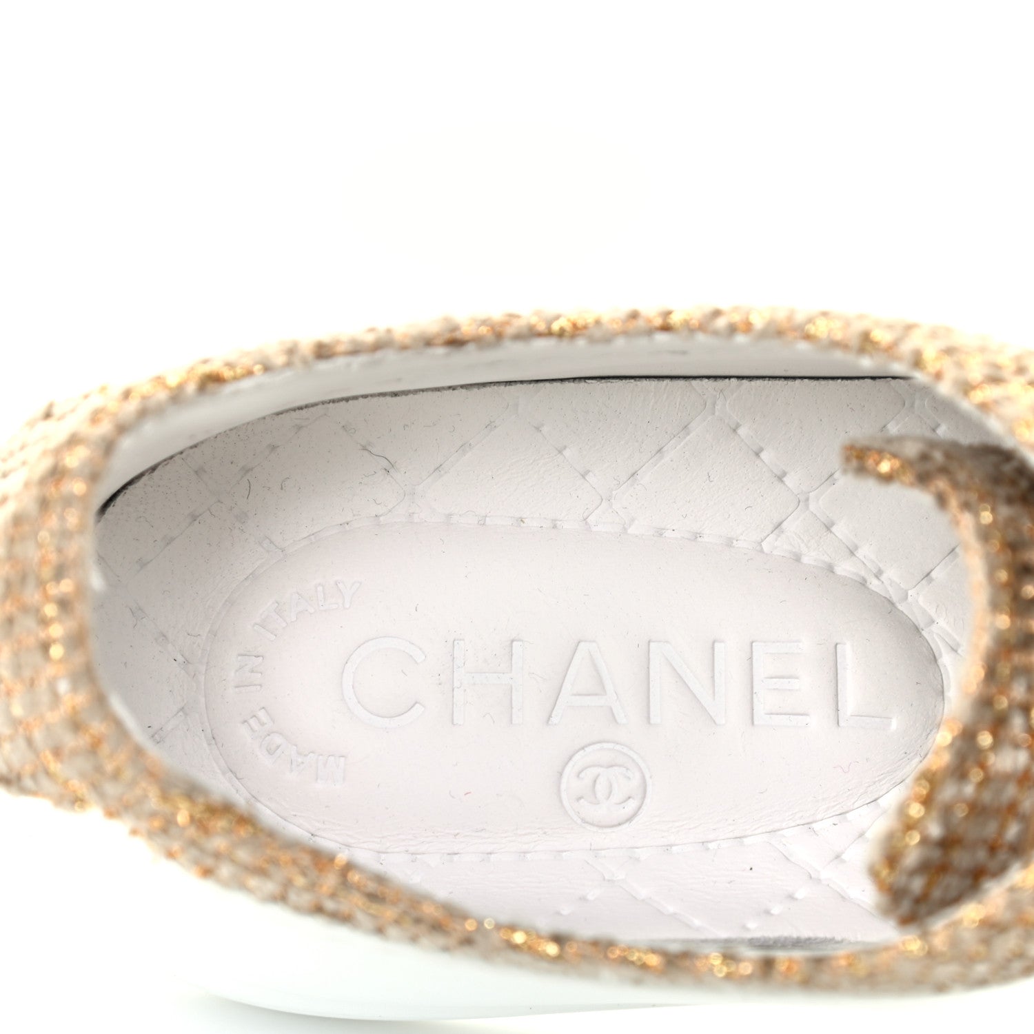 Chanel Fantasy Tweed Sneakers 35 Beige Gold 6 of 7