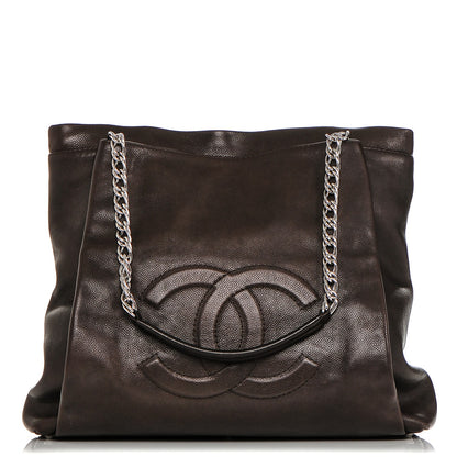 Chanel Caviar Large CC Tuck Tote Brown 1 of 7