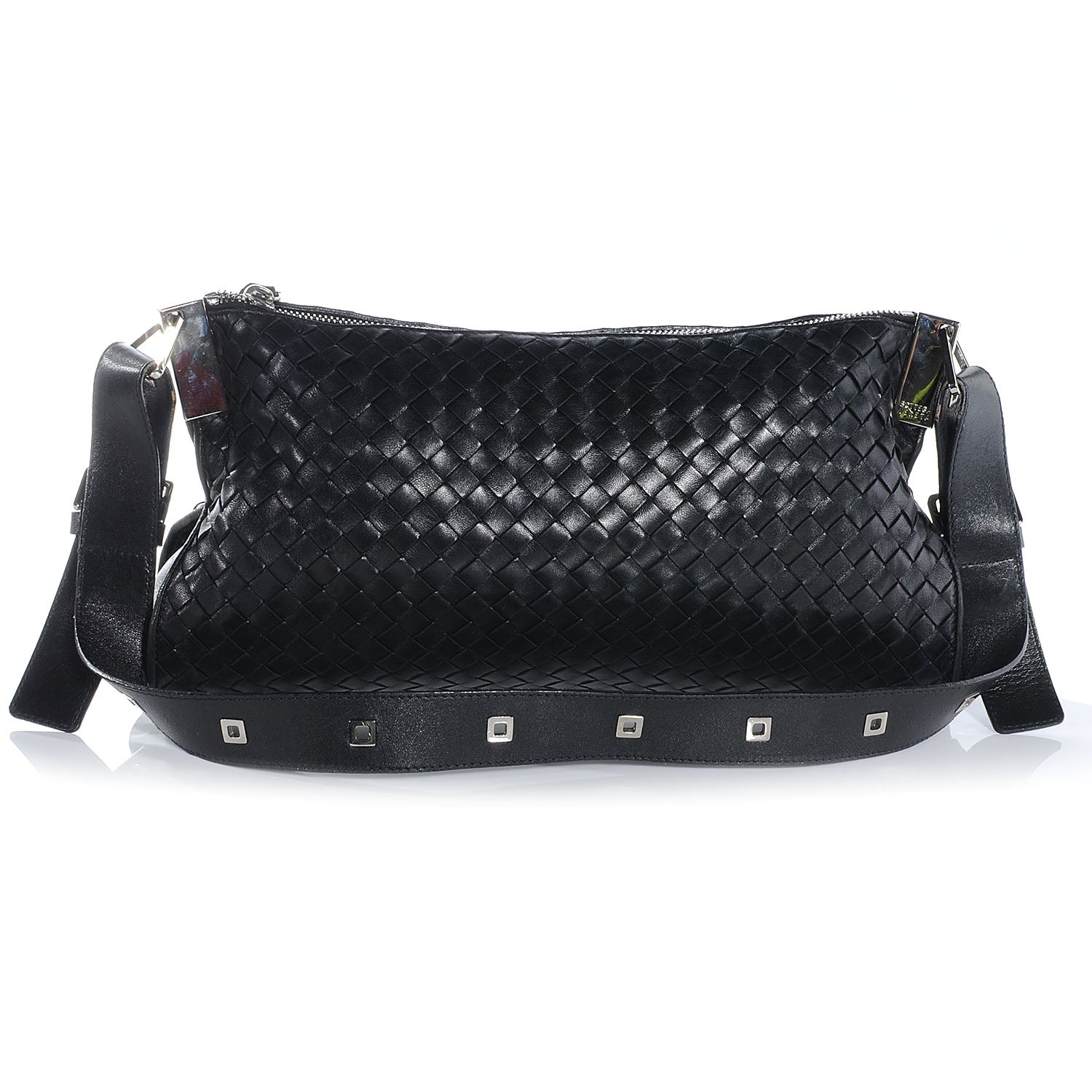Bottega Veneta Leather Intrecciato Shoulder Bag Clutch Black 1 of 7