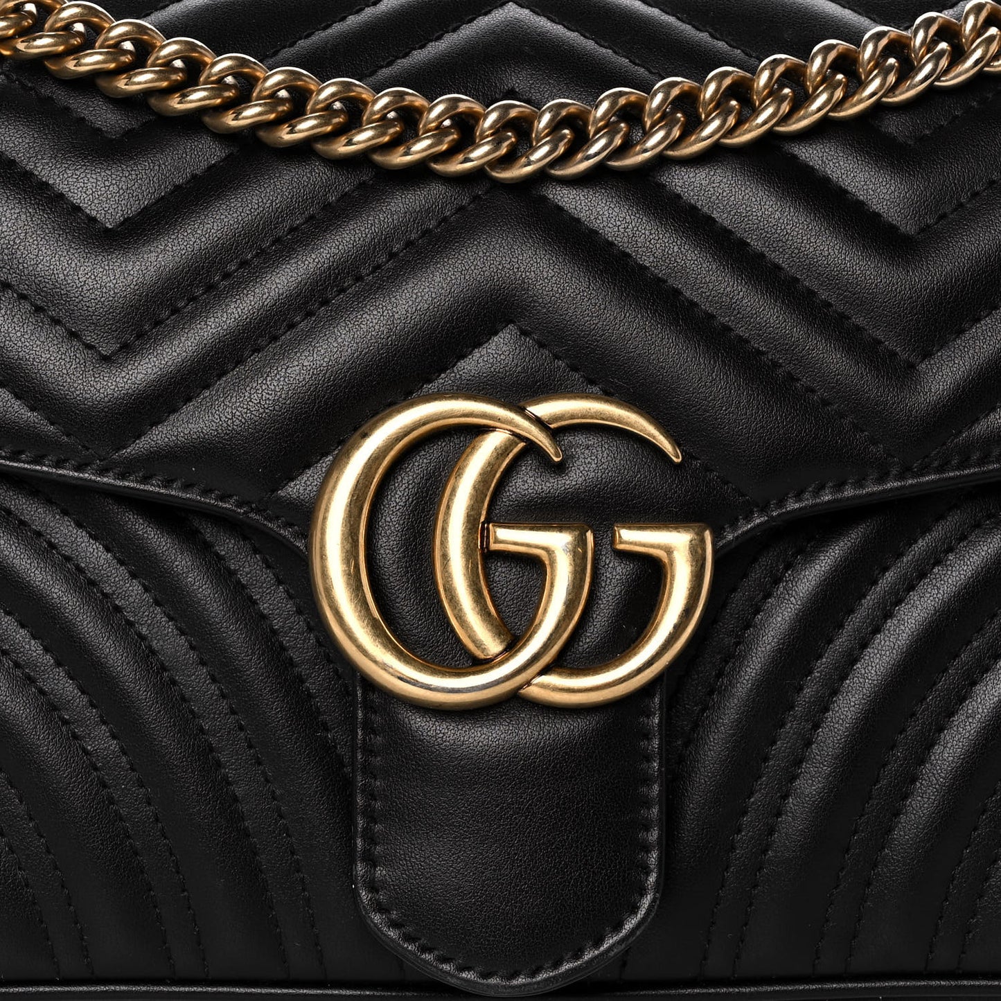 Calfskin Matelasse Small GG Marmont Shoulder Bag Black