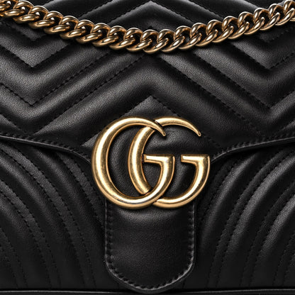 Gucci Calfskin Matelasse Small GG Marmont Shoulder Bag Black 8 of 12