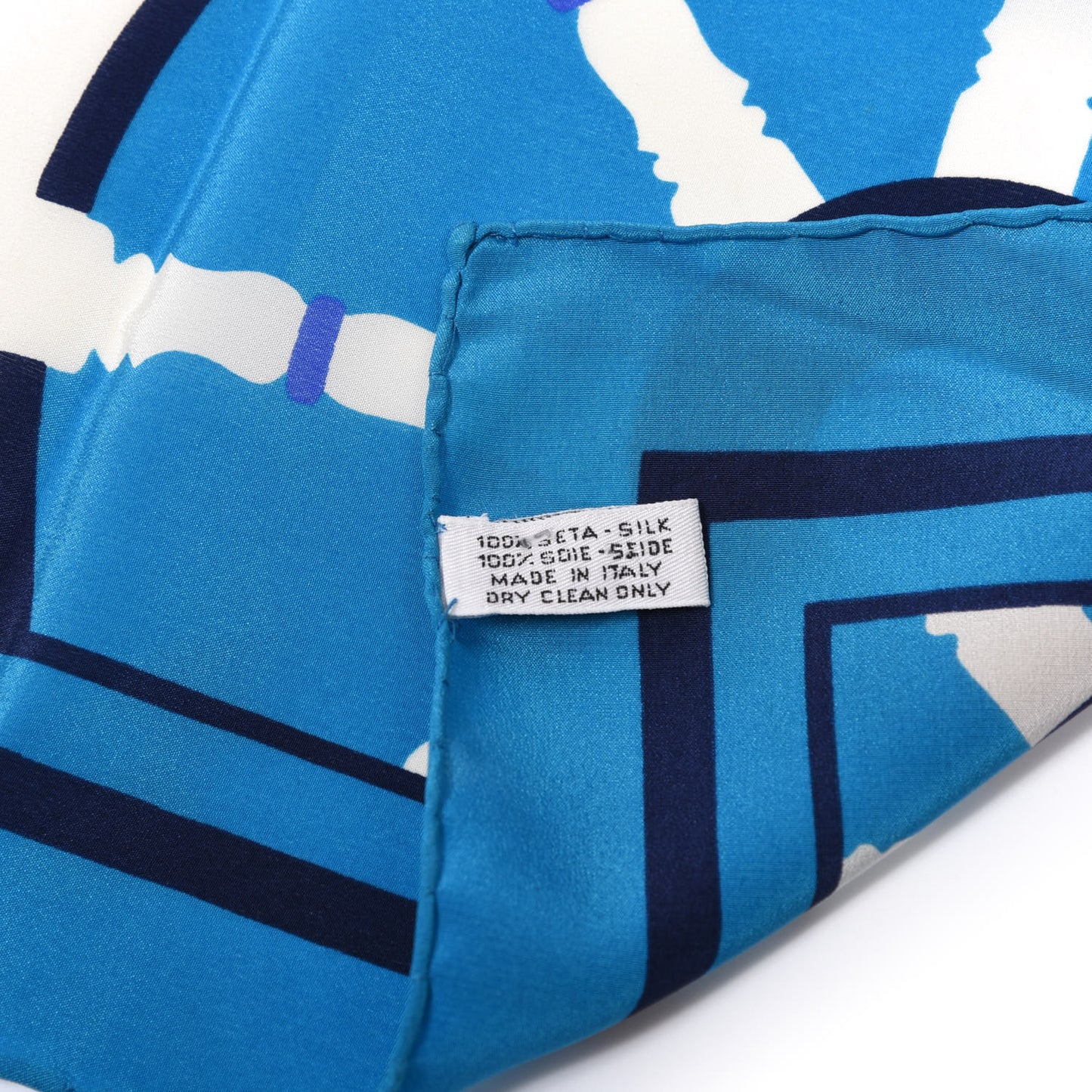Silk Sailboat Print Square Scarf Blue Multicolor