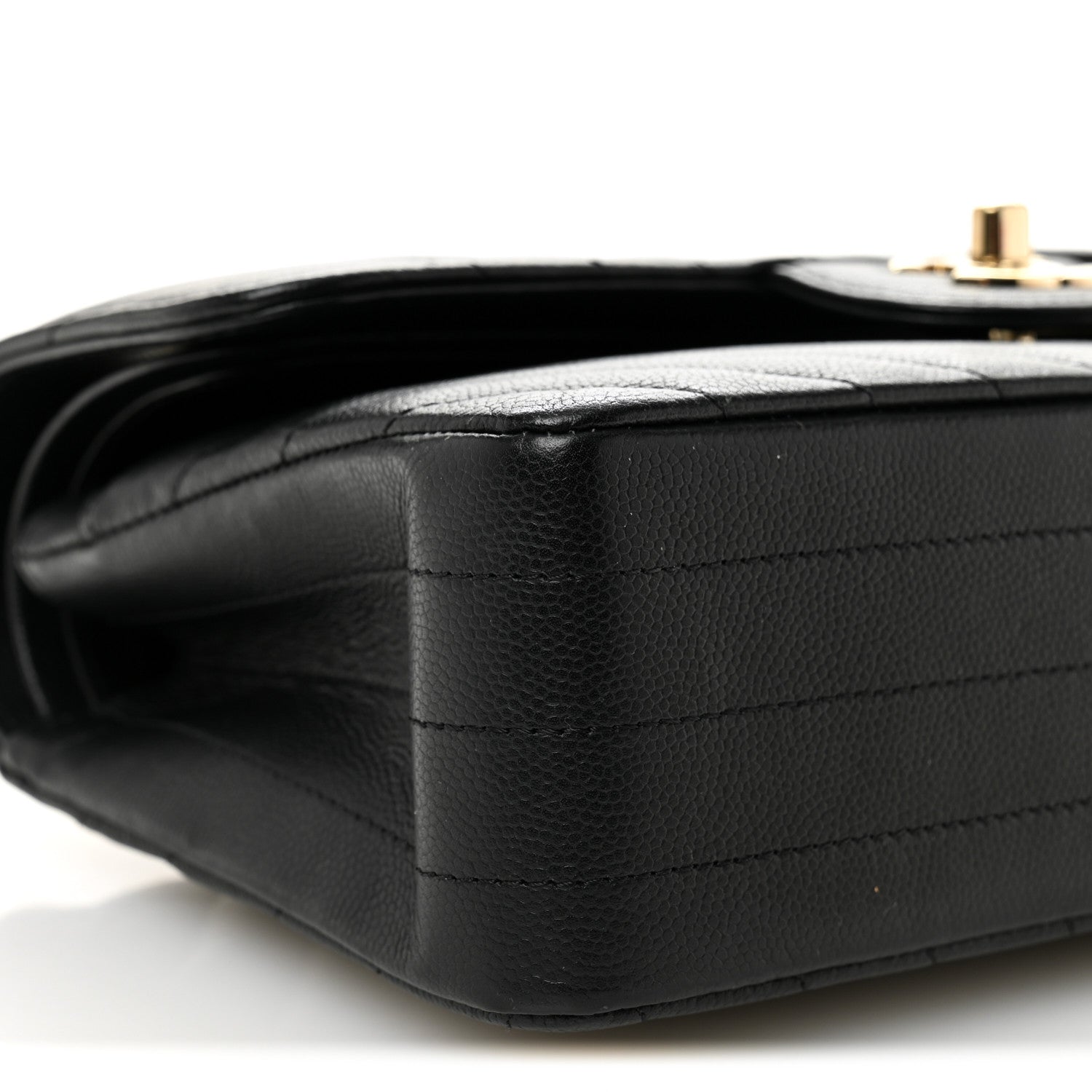 Chanel Caviar Flat Chevron Quilted Small Double Flap Black 9 of 11
