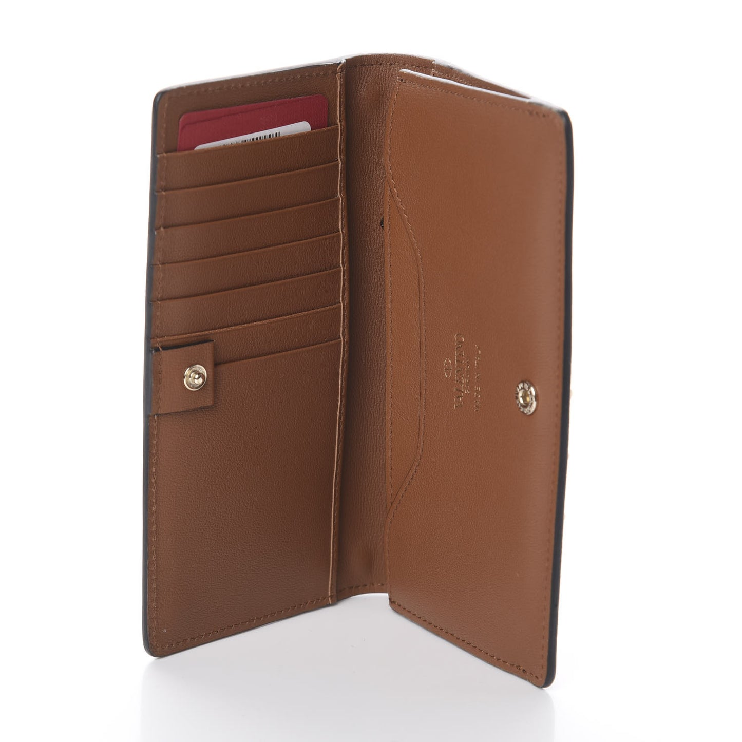 Calfskin Rockstud Wallet Brown