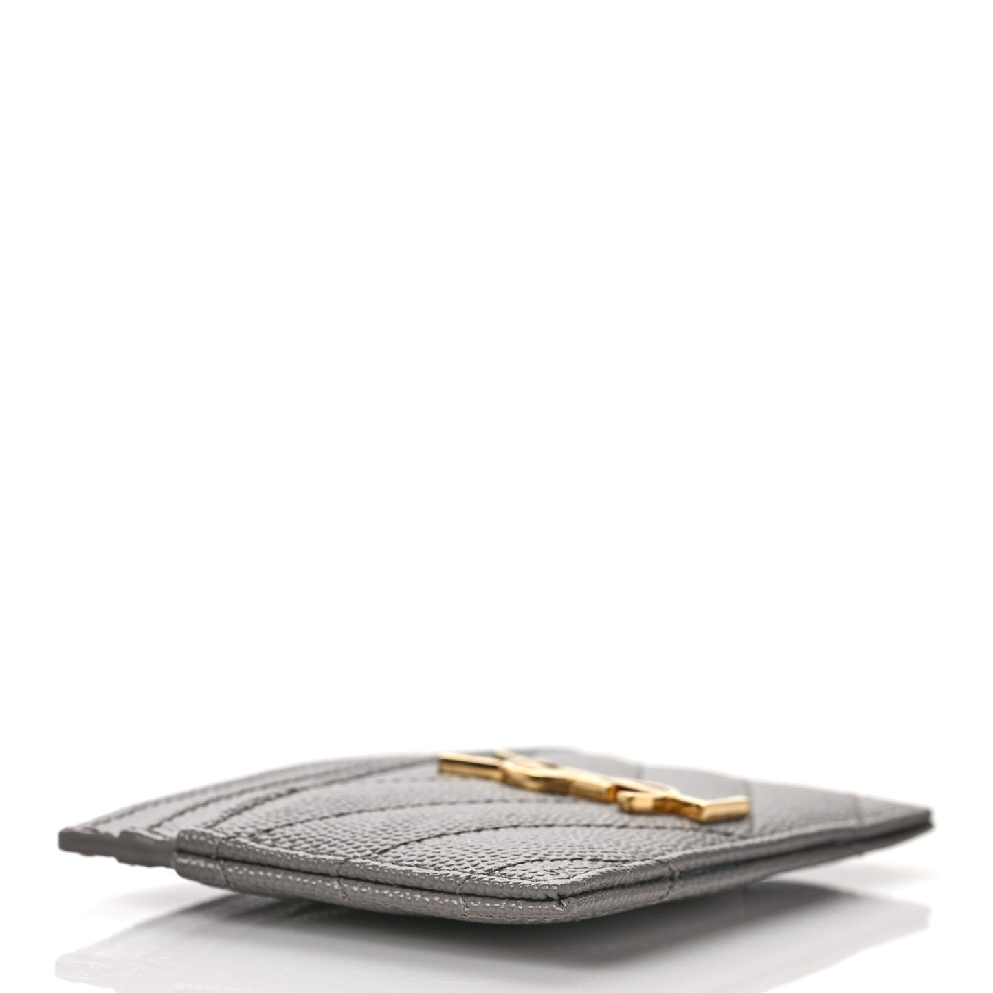 Grain De Poudre Matelasse Chevron Monogram Credit Card Case Fog