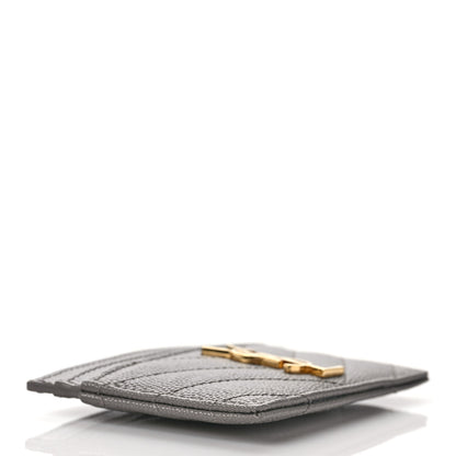 Saint Laurent Grain De Poudre Matelasse Chevron Monogram Credit Card Case Fog 4 of 9