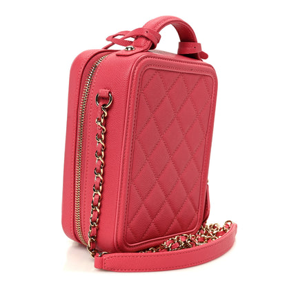 Chanel Caviar Quilted CC North South Filigree Vanity Case Pink 3 of 11