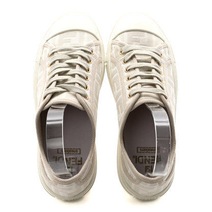 Fendi Tessuto Jacquard FF Womens Domino Low Top Sneakers 37 Avorio Tortora 2 of 8