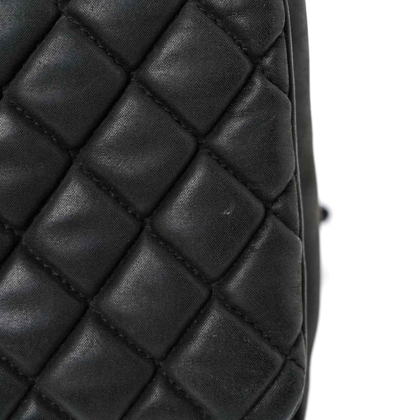 Iridescent Calfskin Quilted Small New Bubble Flap Anthracite