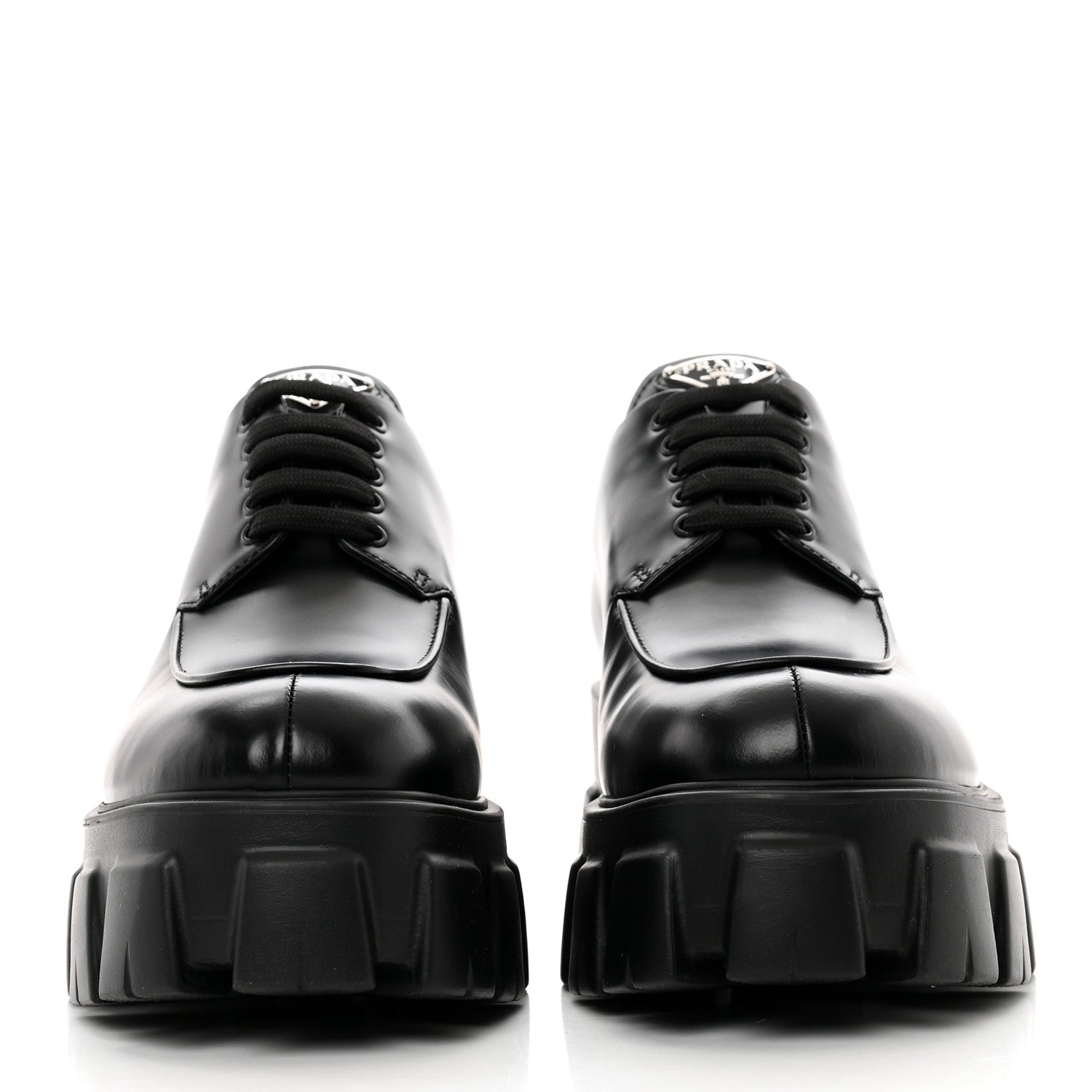 Prada Spazzolato Rois Monolith 55mm Derby Loafers 39 Black 2 of 8
