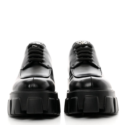 Prada Spazzolato Rois Monolith 55mm Derby Loafers 39 Black 2 of 8
