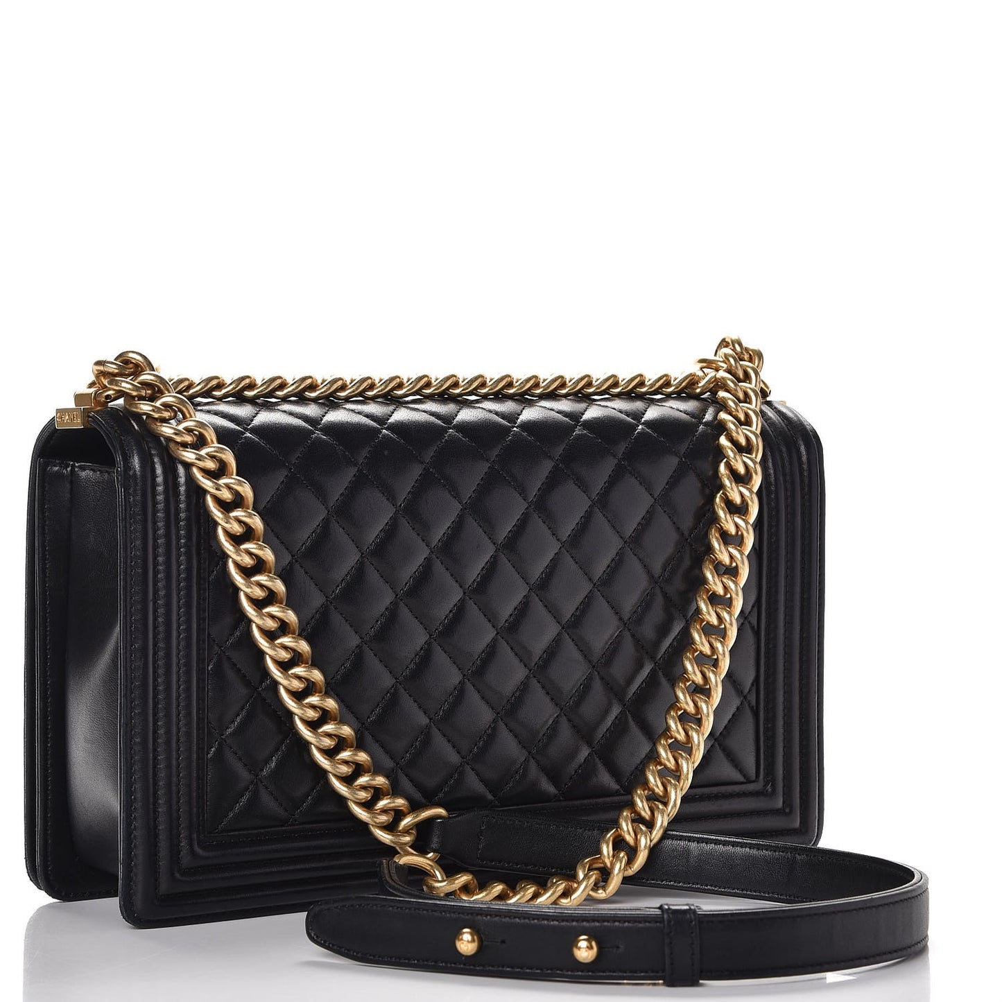 Lambskin Quilted New Medium Boy Flap Black
