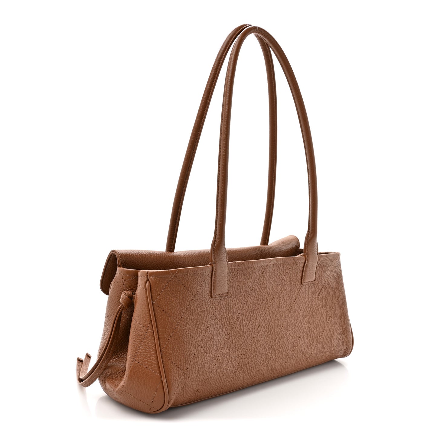 Grained Calfskin Stitched Urban Essentials Small Shopping Bag Camel