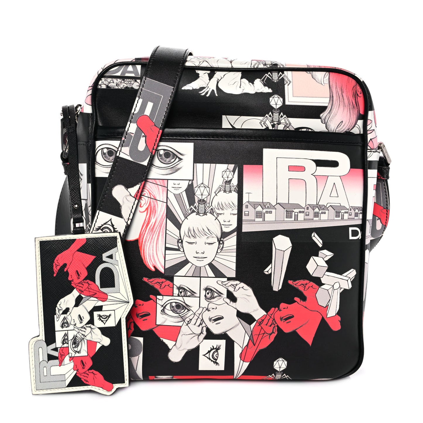 X JAMES JEAN Vitello DNA Flat Messenger Bag Black