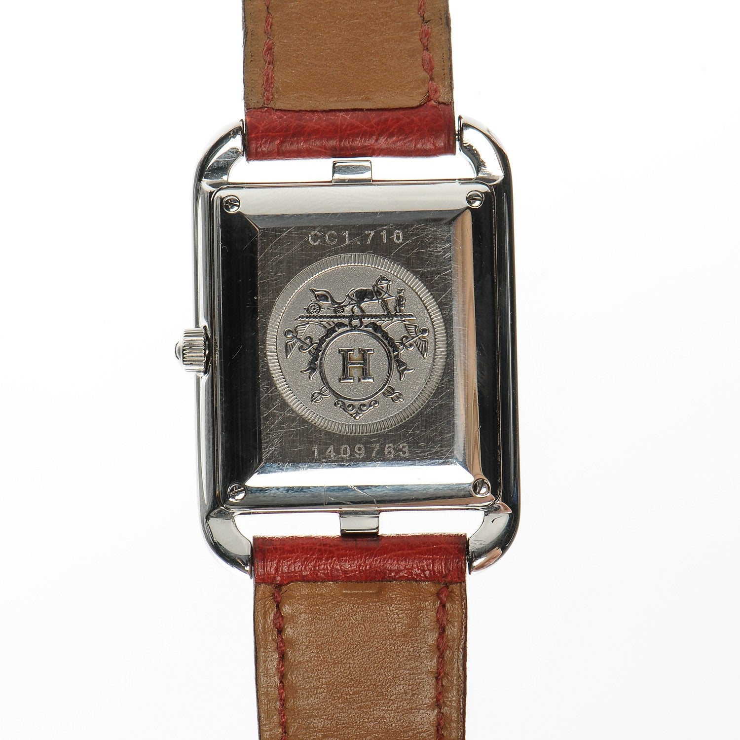 Hermes Stainless Steel Ostrich 29mm Cape Cod Quartz Watch Rouge 9 of 9