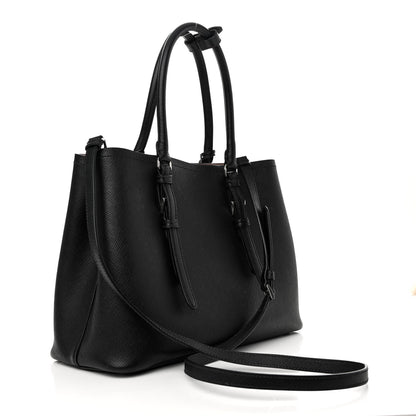 Prada Saffiano Cuir Large Double Bag Black Mughetto 3 of 17
