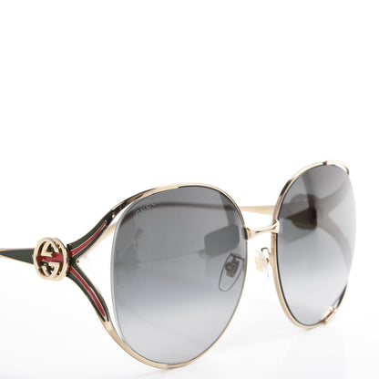 Gucci Metal Oversized Round Frame GG0225S Sunglasses Gold 7 of 8