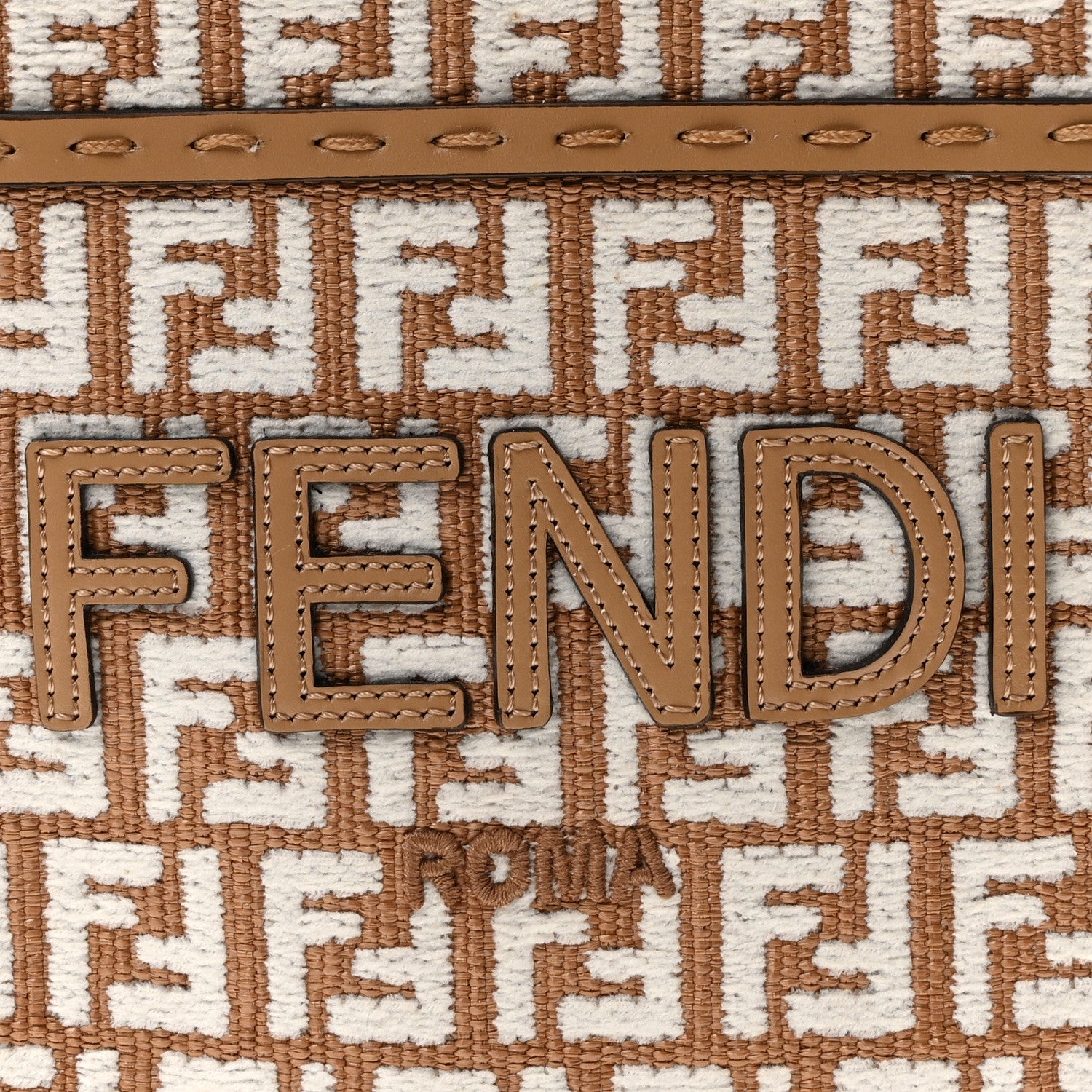 Fendi Raffia Chenille Vitello King Plexiglass Micro FF Mini Fendi Sunshine Shopper Tote Natural White Miele Scuro 7 of 9