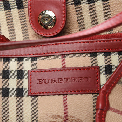 Burberry Haymarket Check Small Canterbury Tote Coral Red 8 of 10