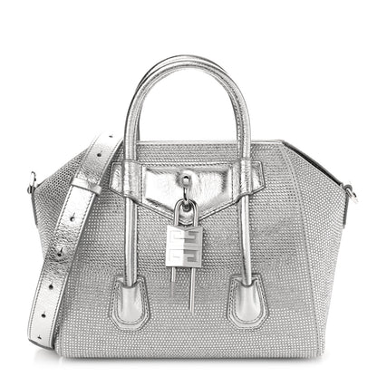 Givenchy Crystal Embellished Mini Lock Antigona Shoulder Bag Silvery Grey 1 of 8