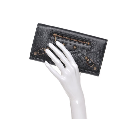 Balenciaga Agneau Giant 12 Rose Gold Hardware Money Wallet Black 2 of 6