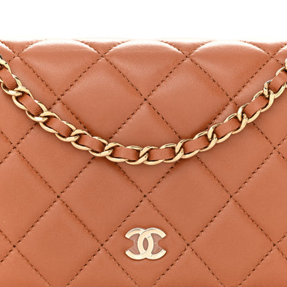 Chanel Lambskin Quilted Wallet On Chain WOC Camel 9 of 12
