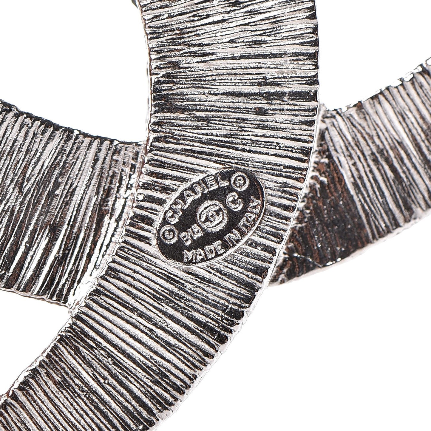 Baguette Crystal CC Brooch Silver