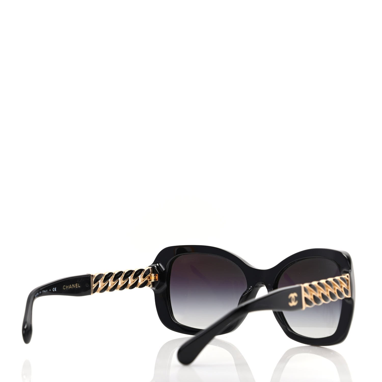 Chanel Acetate Metal Chain Square Sunglasses 5305 Black 4 of 8