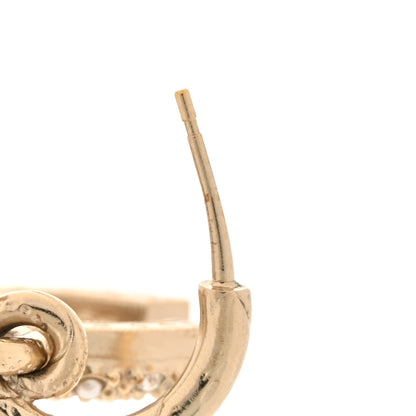 Chanel Crystal Pearls CC Drop Earrings Light Gold 5 of 6