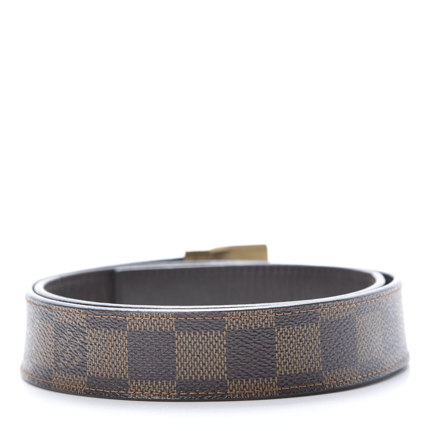 Damier Ebene LV Paris Buckle Belt 75 30 Gold