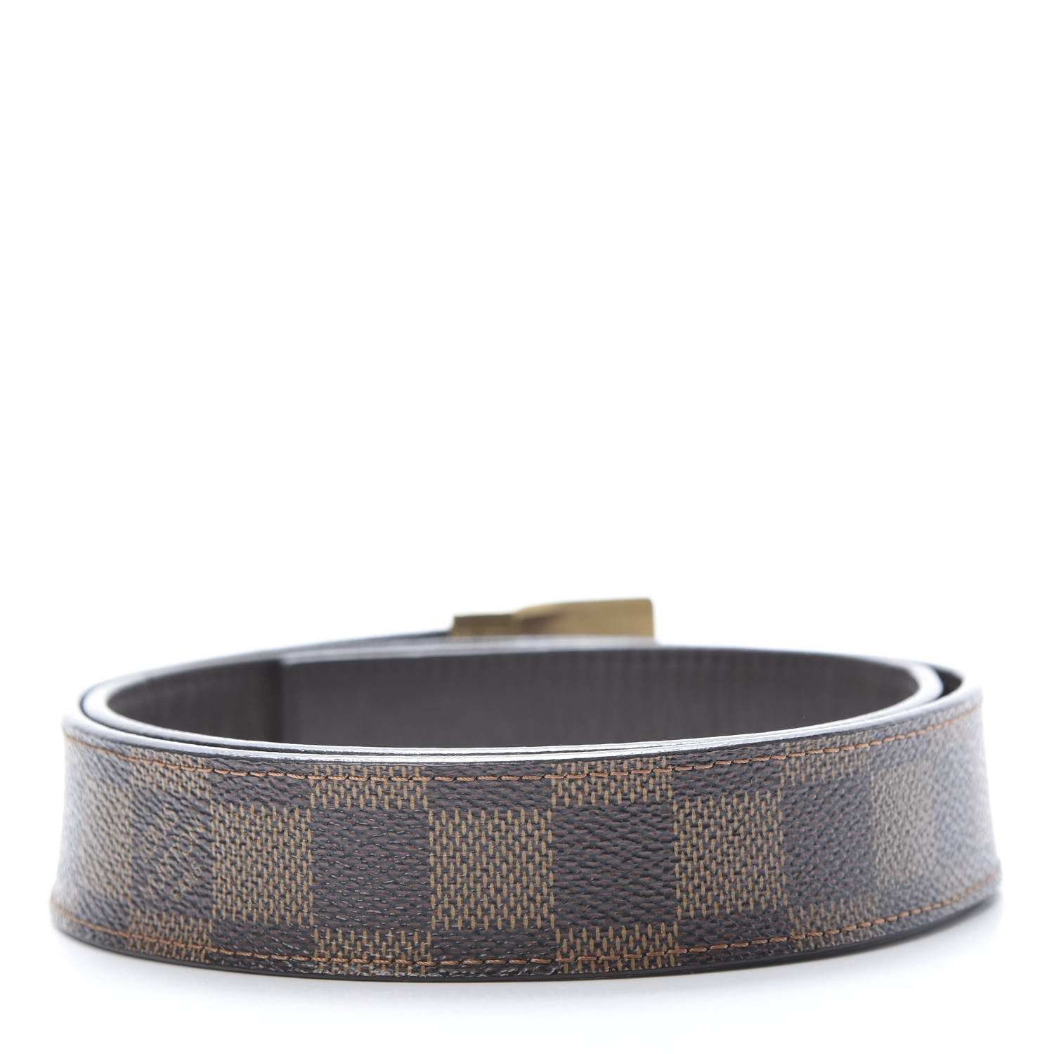 Louis Vuitton Damier Ebene LV Paris Buckle Belt 75 30 Gold 2 of 9