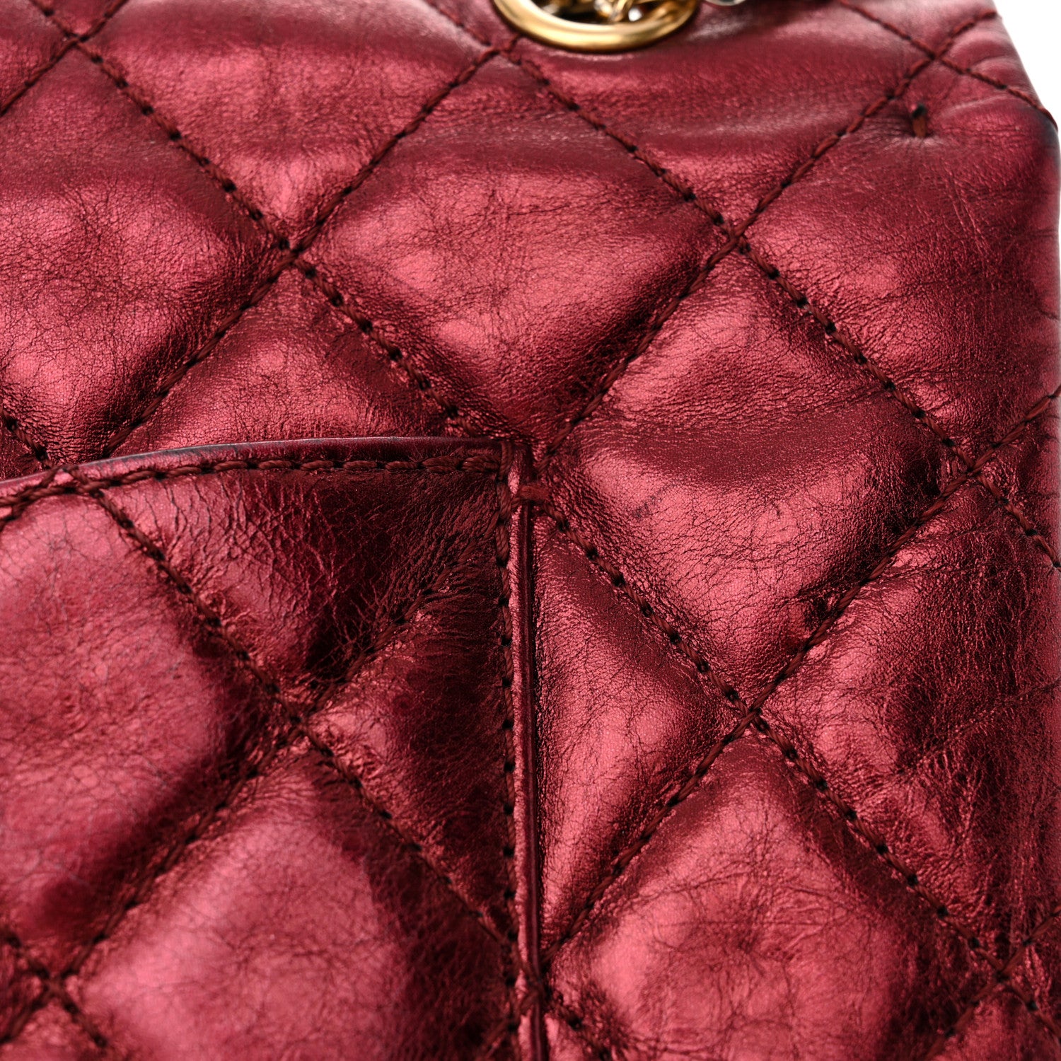 Chanel Metallic Aged Calfskin Quilted 2.55 Reissue 227 Flap Dark Red 14 of 17