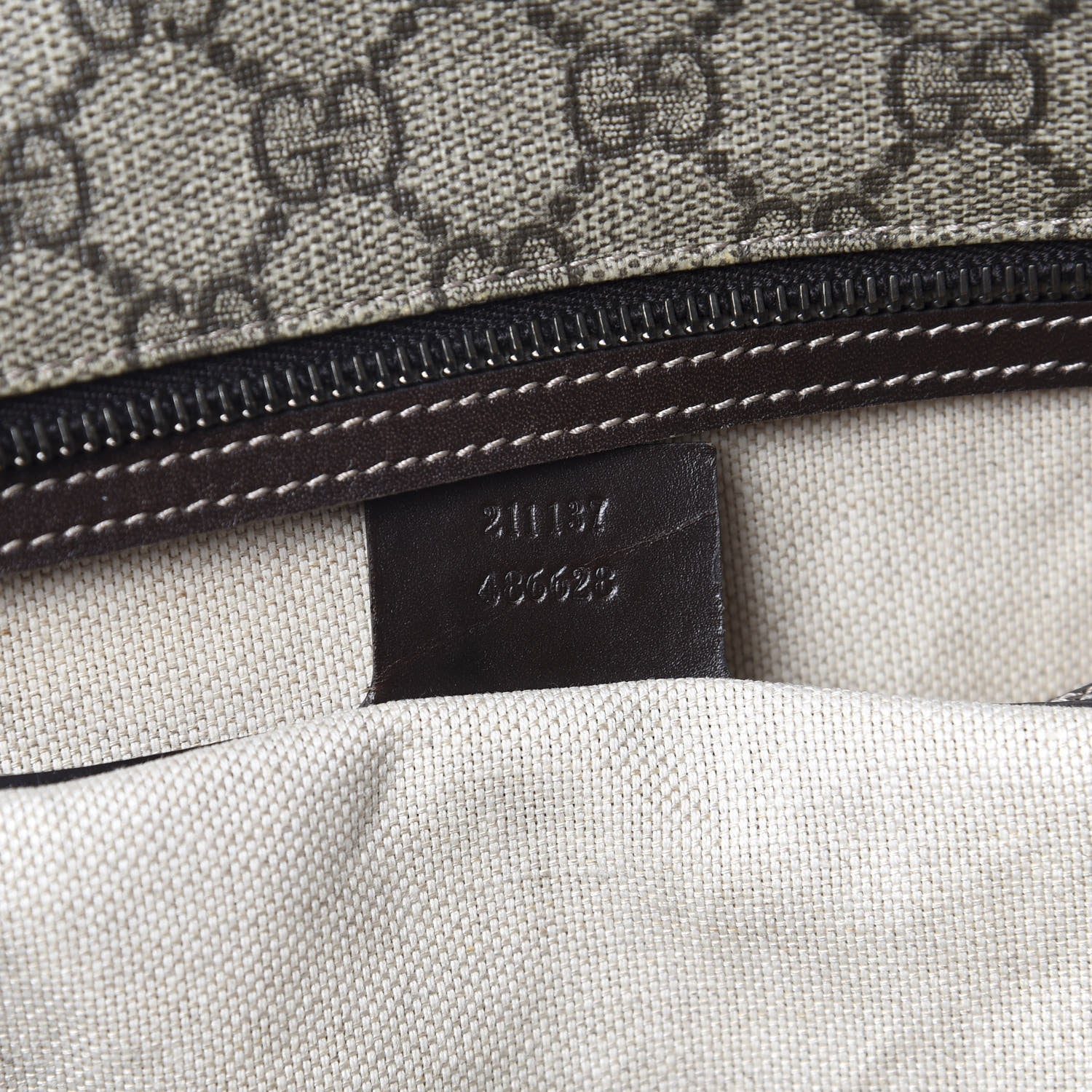 Gucci GG Supreme Monogram Medium Zippered Shopping Tote Dark Brown 9 of 12