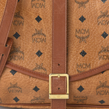 MCM Visetos Large Crossbody Messenger Flap Bag Cognac 10 of 10