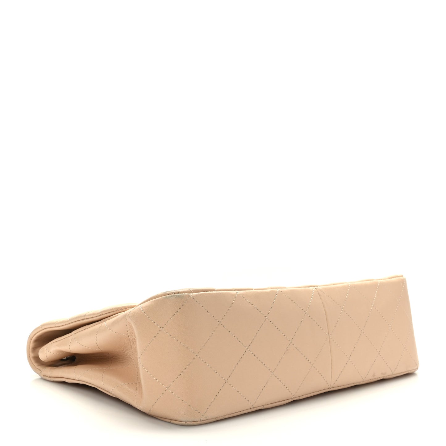 Lambskin Quilted Jumbo Single Flap Beige Clair