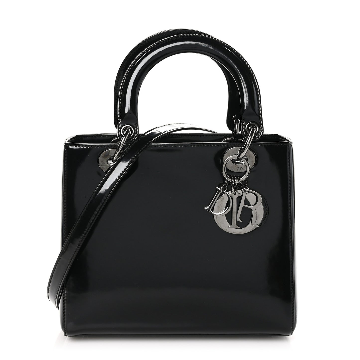 Patent Medium Lady Dior Black